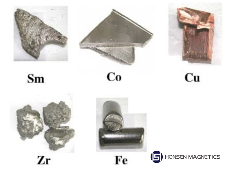 Na h-eileamaidean meatailt a tha a 'dèanamh suas cobalt samarium