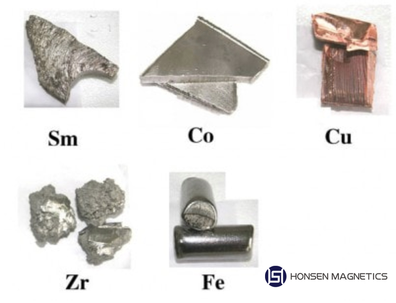 The metallic elements that make up samarium cobalt
